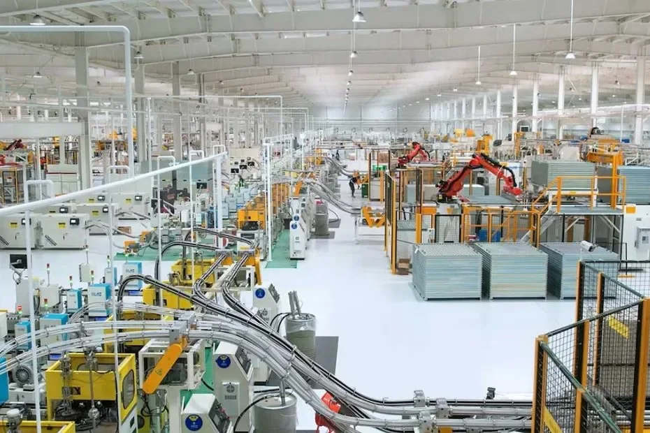Large furniture production floor with machinery shown in a GEORGE Group source image