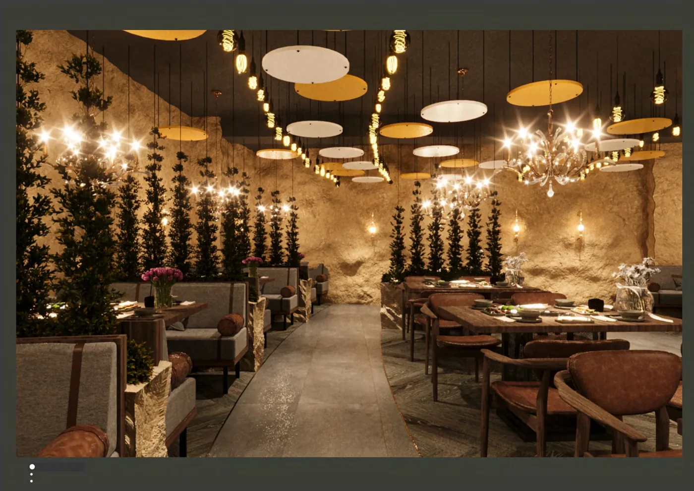 Restaurant visual with perimeter seating, dining tables and loose chairs